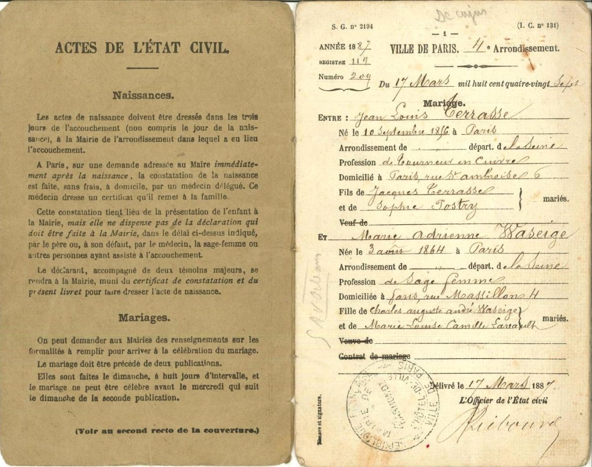 Livret de famille de Jean-Louis TERRASSE