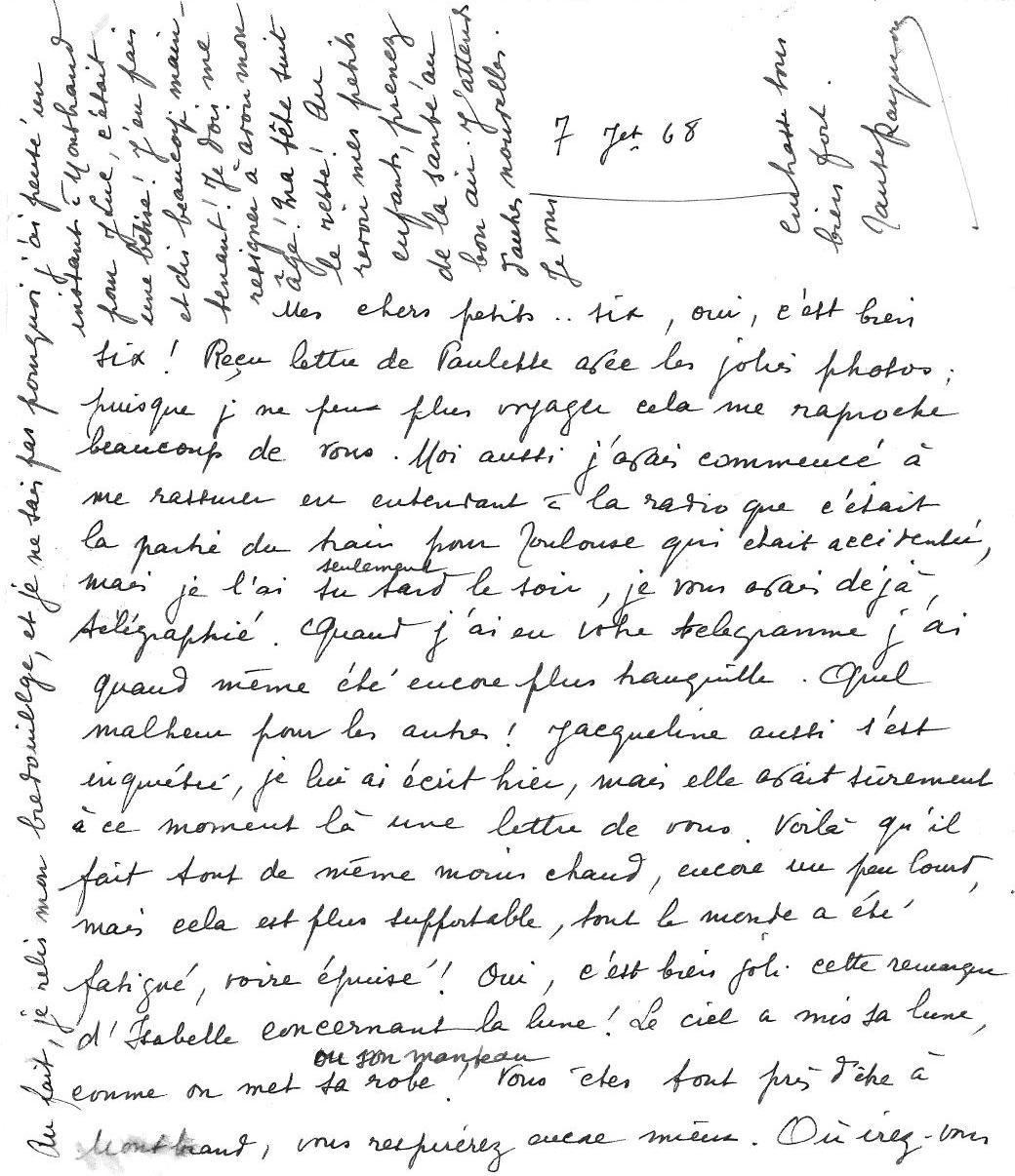 lettre de Raymonde TERRASSE du 7 juillet 1968