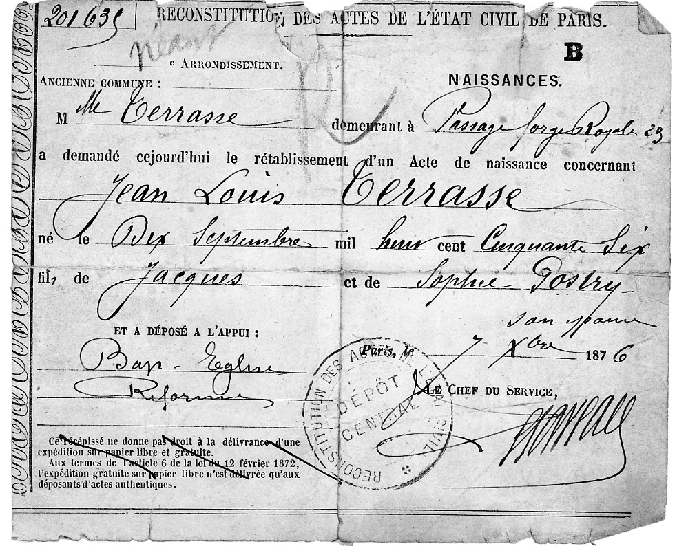 Acte de naissance de Jean-Louis TERRASSE