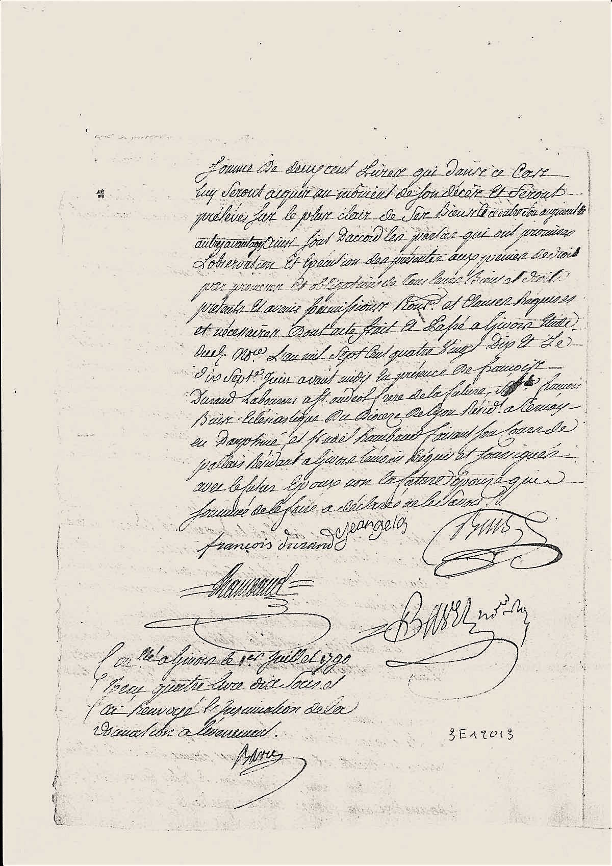 Accord entre Jean GELAS et François DURAND