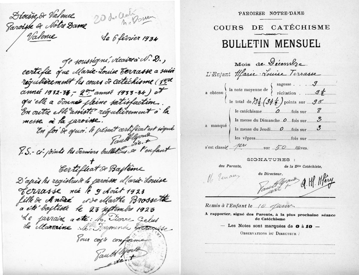 Certificat de catéchisme